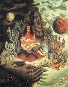 Frida Kahlo The Love Embrace of the Universe,The Earth,Diego,me and senor xolotl oil